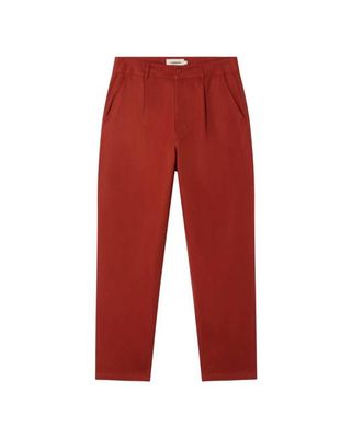 Red relaxed pleat hemp Moero pants