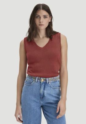 Regular knit top made of linen with organic cotton and LENZING™ ECOVERO