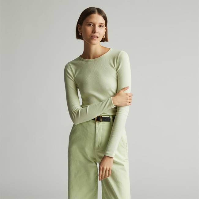 The Pima Micro-Rib Long-Sleeve Crew | Seafoam Green