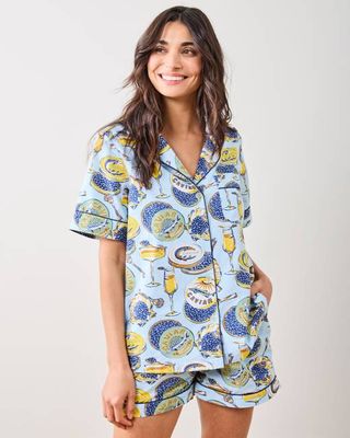 Champagne & Caviar - Short PJ Set - Pale Blue