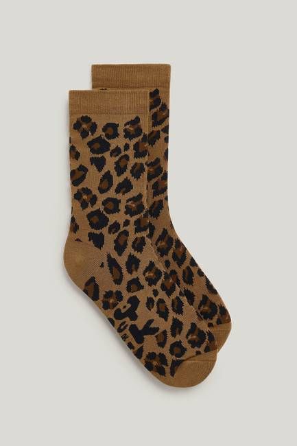 Lucy & Yak Jojo - Cotton Socks in Leopard Print
