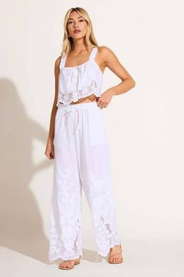 Flora Pant - White Beachside Broderie