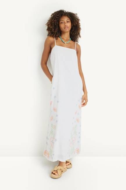 Rhea Dress - White Superbloom Cotton