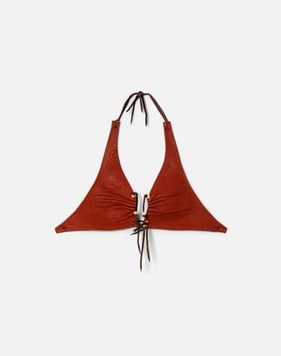70s Leather Bikini Top -#1258