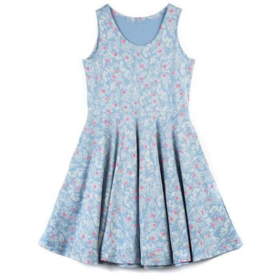Kids Organic Cotton Sleeveless Twirl Dress: Cherry Blossom