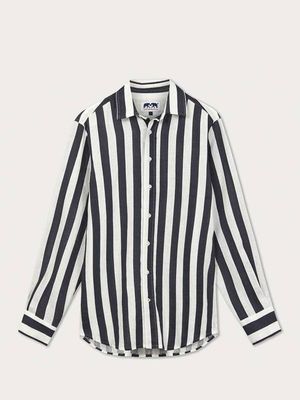 Men's Navy Candy Stripe Abaco Linen Shirt