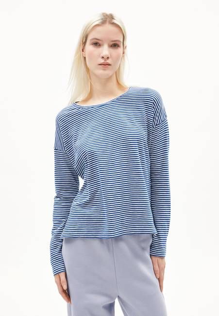 XIANAA STRIPES LONGSLEEVE | oatmilk-lapis blue
