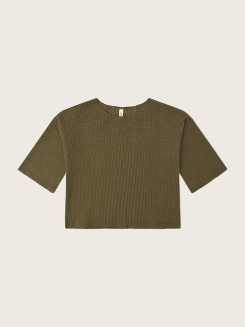 Olive Waffle Boxy Sweatshirt