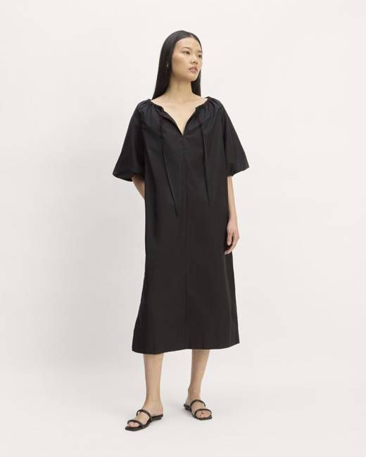 The Supima® Puff-Sleeve Dress | Black