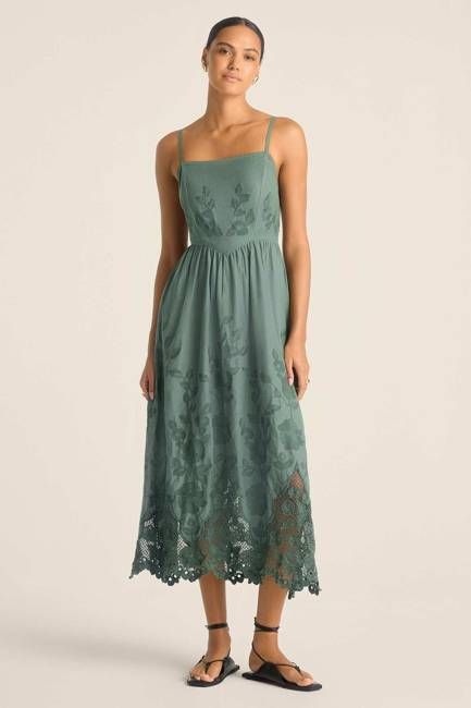 Flora Dress - Sea Green Beachside Broderie