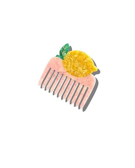 Yellow Combo - Hand Painted Lemon Pocket Hair Comb - Solar Eclipse