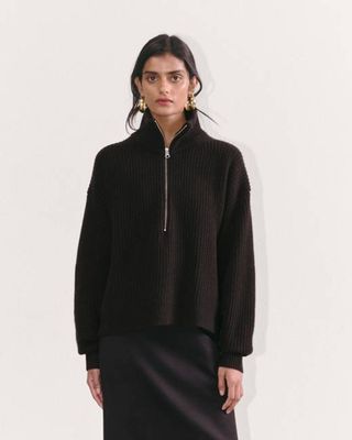 The Half-Zip Sweater in Luxe Merino | Black
