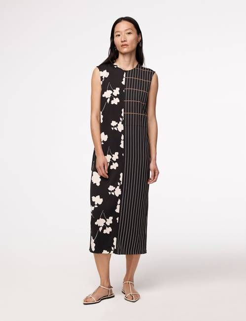 Pinstripe Floral Sleeveless Dress - Resale | Floral Plaid