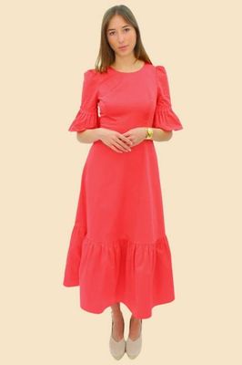 Scarlett Kleid aus Baumwollsatin | Koralle