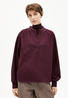 EFINARAA GEBÜRSTETE BLUSE | dunkle Preiselbeere