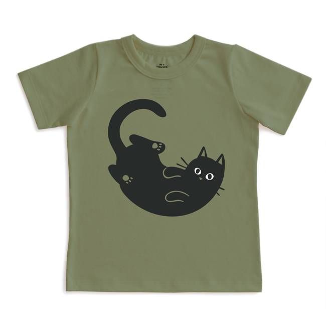 Short-Sleeve GRAPHIC Tee - Cat Forest Green