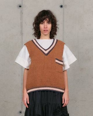 Bulb Knit Vest - Twisted Brown