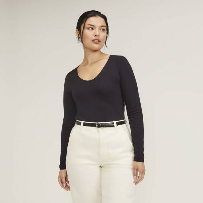 The Supima® Form Ballet Neck Tee | Black