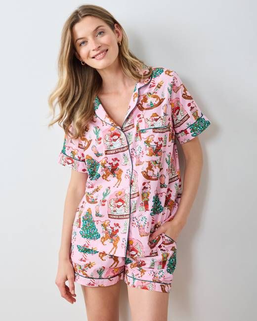 Cowboy Christmas - Short PJ Set - Pink Boots