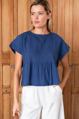 Dolman Peplum Top - Blue Indigo