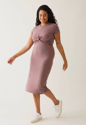 Maternity party dress with nursing access - Dark Mauve