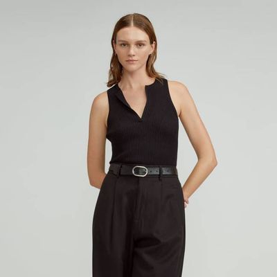 The Ribbed Cutaway Tank | Black