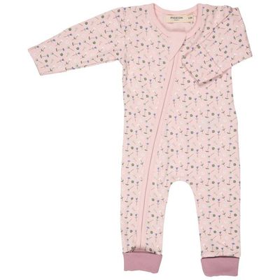 Zip Romper - Flowers, Pink