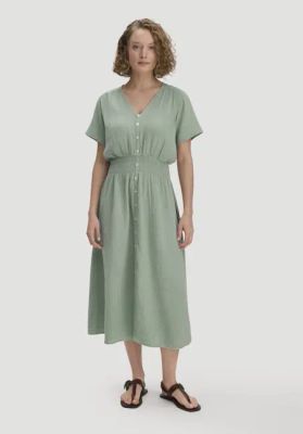 Muslin dress with fitted waist, midi length, made from pure organic cotton