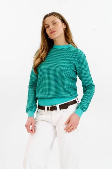 HANA Organic Cotton Jumper - Green & Cyan