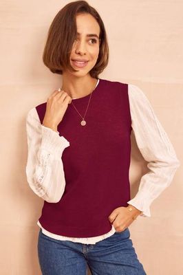 Merino Wool Knitted Short Tank | Wine