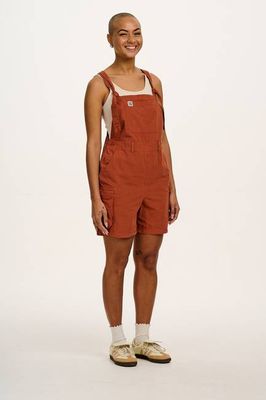 Colorado - Cotton Cargo Dungaree Shorts in Amber Orange