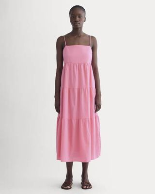 The Gauze Tiered Dress | Deep Pink