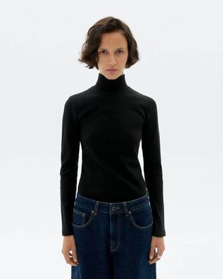 Black hemp turtleneck Aine top