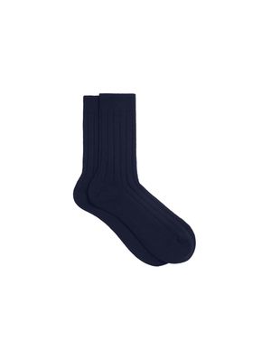 Archive Cashmere Ribbed Socks—dark navy