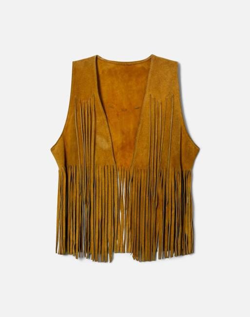 70s Suede Fringe Vest -#1257