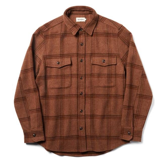 The Maritime Shirt Jacket in Espresso Plaid Wool