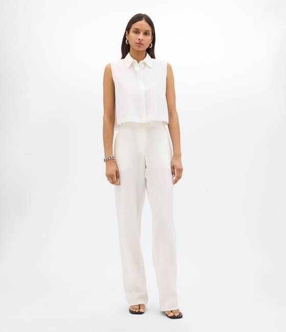 Cropped Sleeveless Shirt | White
