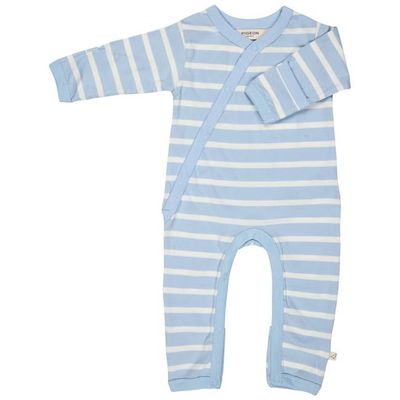 Kimono Strampler (bretonischer Streifen) - Himmelblau