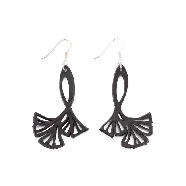 Fan Leaf Recycle Rubber Clover Earrings