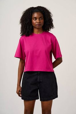 Zayla - Kurzes Boxy-T-Shirt aus Baumwolle in festlichem Fuchsia