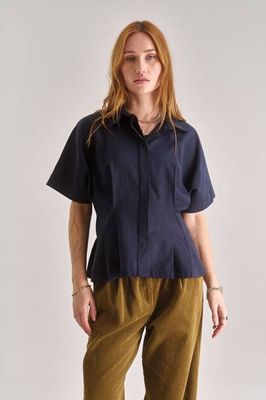 AMALIE Cotton Tencel Top - Navy