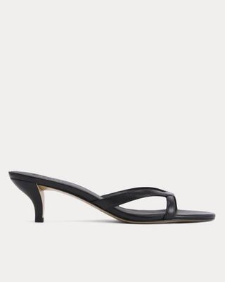 Sculpted Heel Sandal | Black Leather