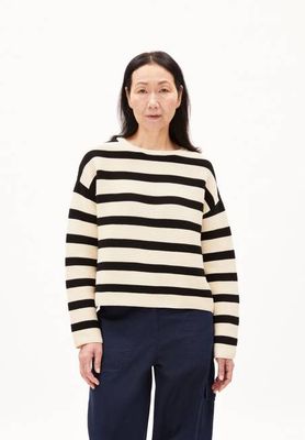 MERINA STRIPED | hafermilch-schwarz