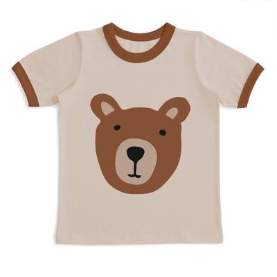 GRAPHIC Ringer Tee - Bear Beige & Chestnut