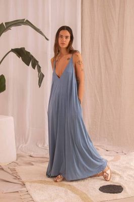 BLUE CUPRO MAXI DRESS - ARCHIVE SALE