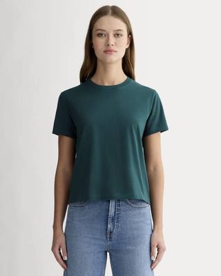 The Box-Cut Tee in Essential Cotton | Dark Sea | No Pocket