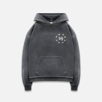 NY Paint Splatter Washed Grey Hoodie