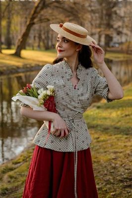Bennet Blouse, Short Sleeve, Green Gingham
