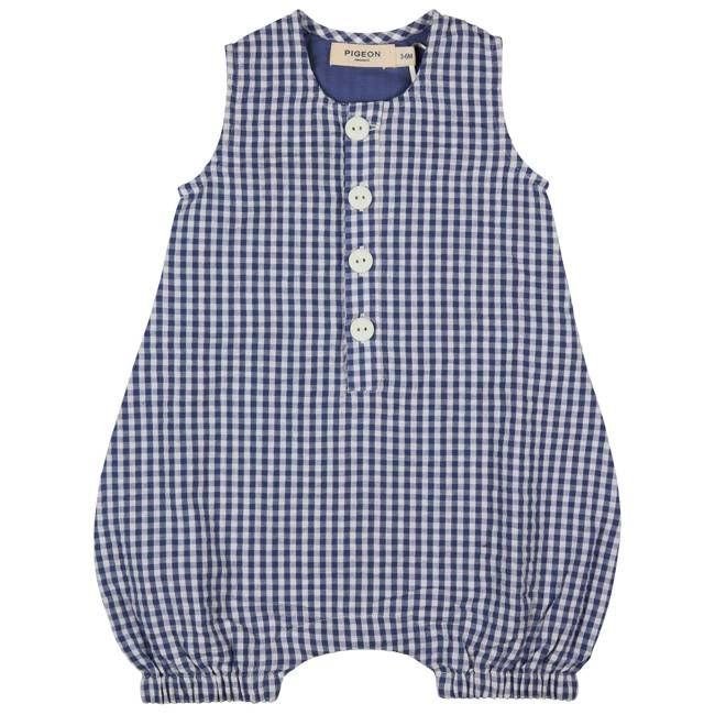 Baby All-In-One (Seersucker Check) - Indigo