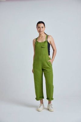 MARY-LOU Green - Organic Cotton Dungaress by Flax & Loom